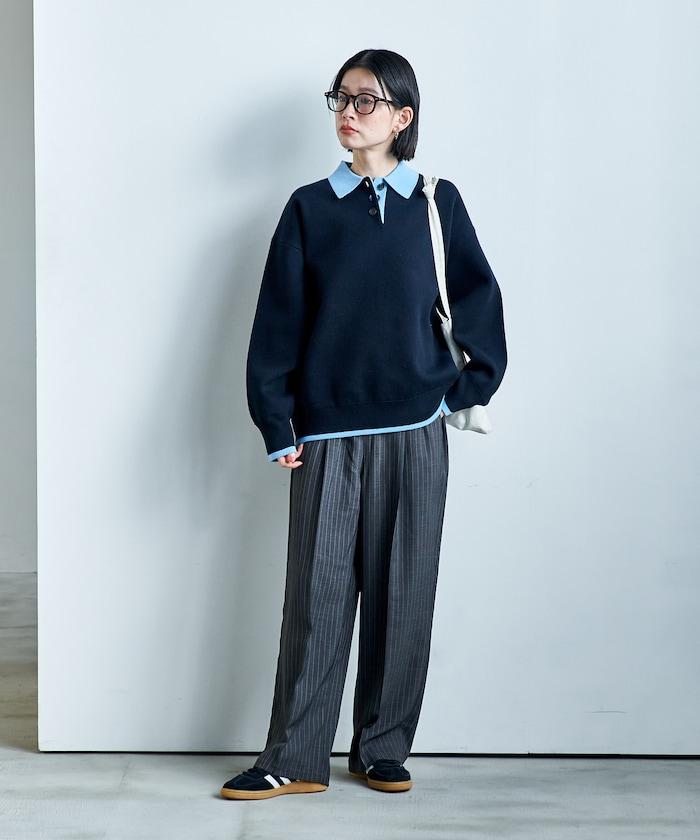 可機洗 衛衣風 配色 Polo針織衫