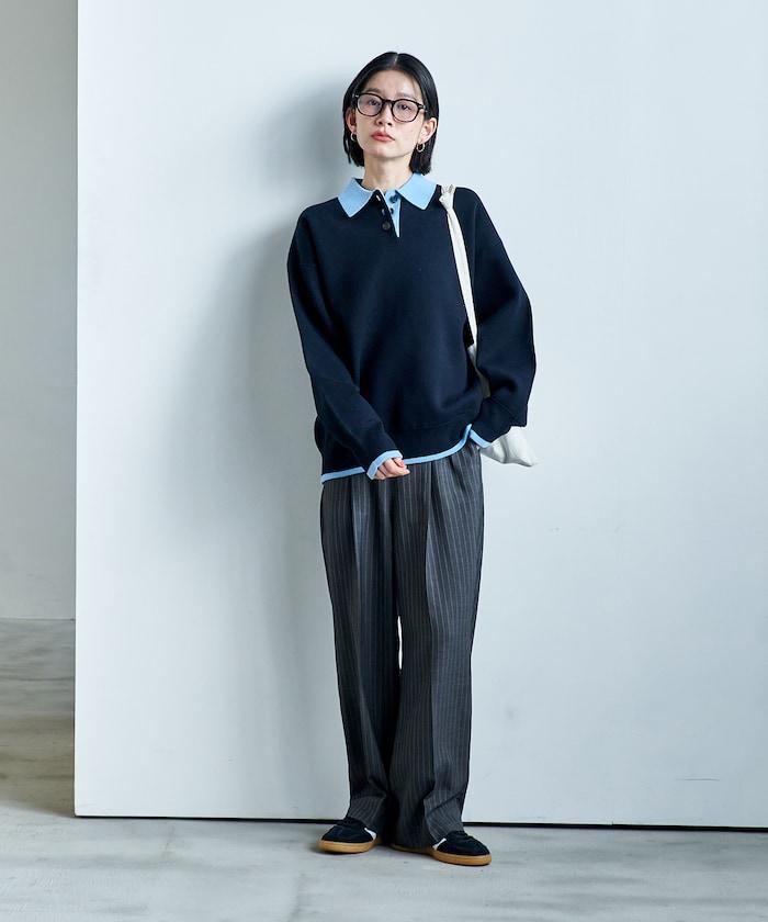 可機洗 衛衣風 配色 Polo針織衫