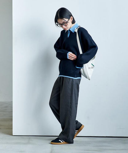 可機洗 衛衣風 配色 Polo針織衫