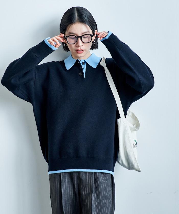 可機洗 衛衣風 配色 Polo針織衫