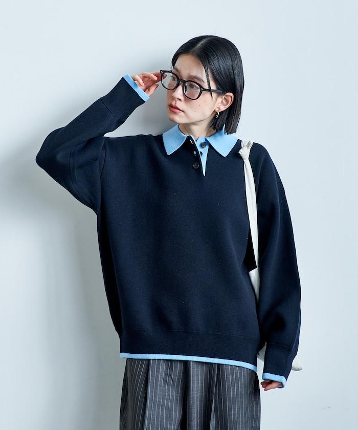 可機洗 衛衣風 配色 Polo針織衫