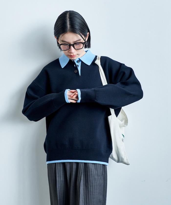 可機洗 衛衣風 配色 Polo針織衫