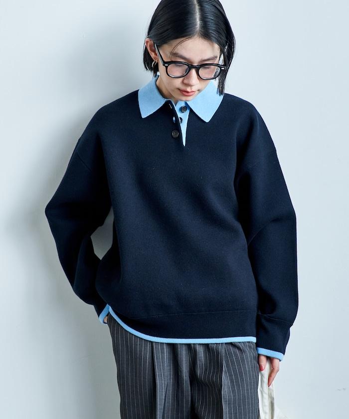 可機洗 衛衣風 配色 Polo針織衫