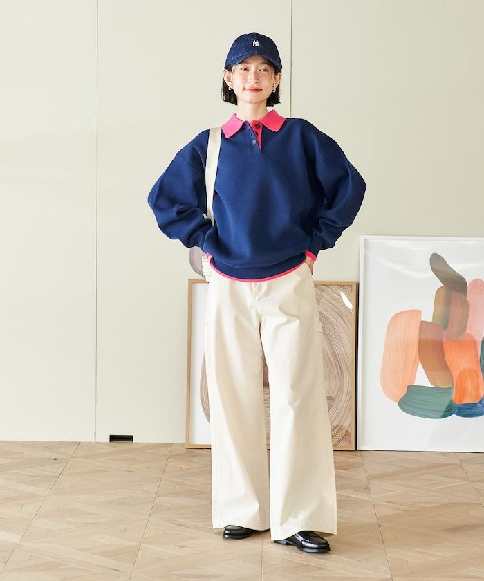 可機洗 衛衣風 配色 Polo針織衫