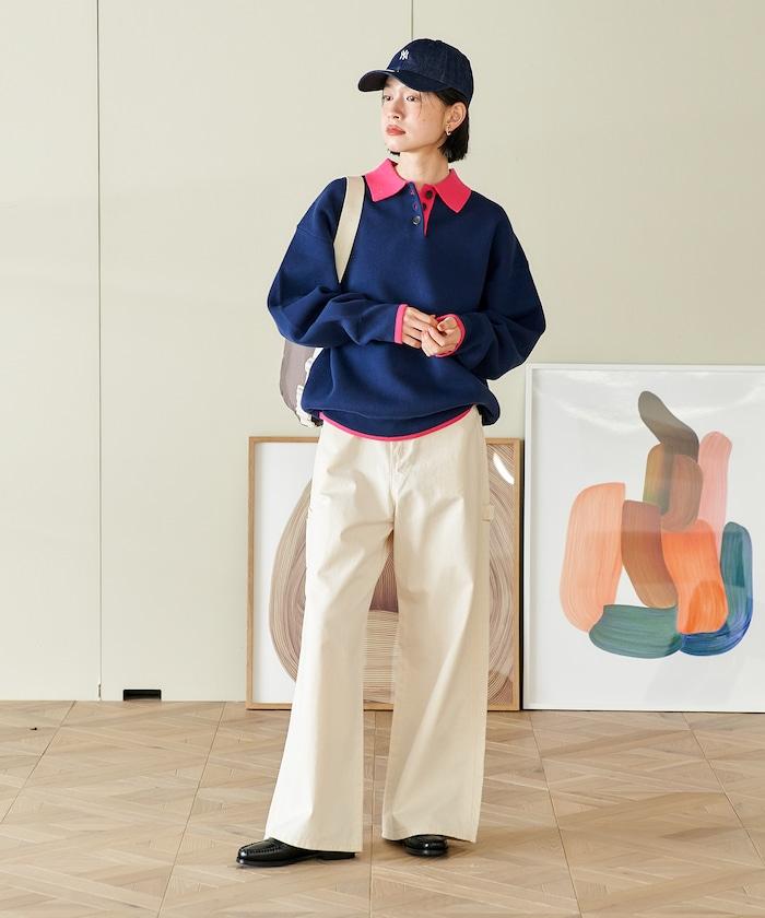 可機洗 衛衣風 配色 Polo針織衫