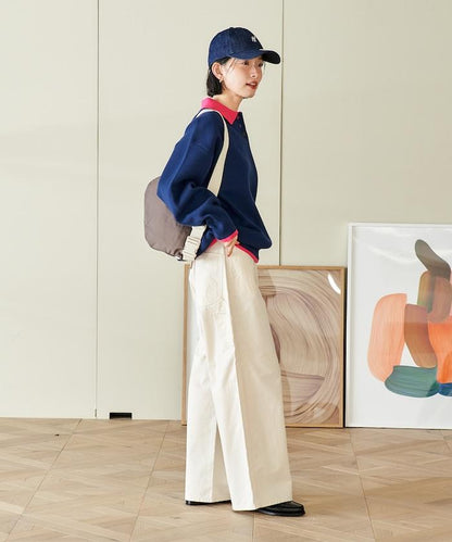 可機洗 衛衣風 配色 Polo針織衫