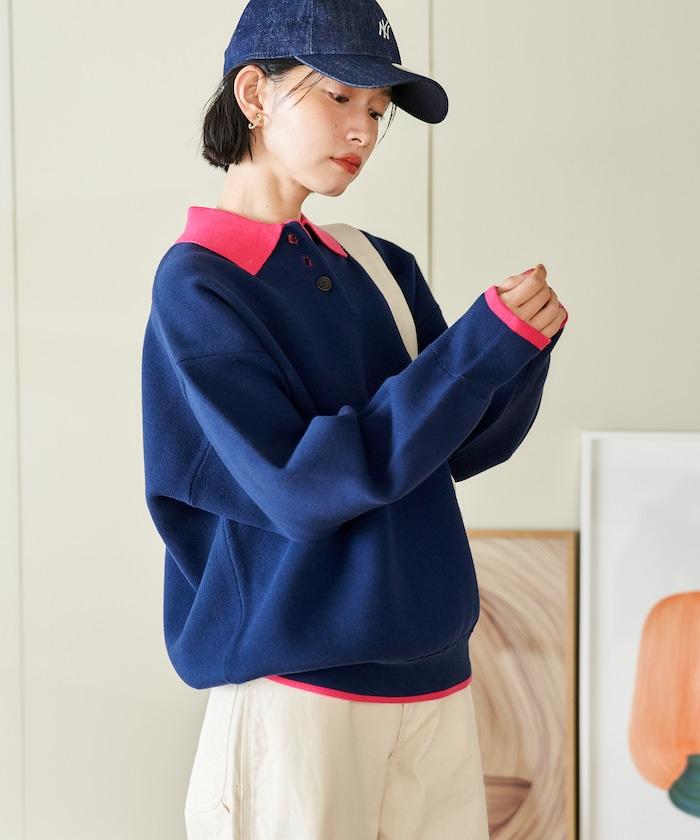 可機洗 衛衣風 配色 Polo針織衫