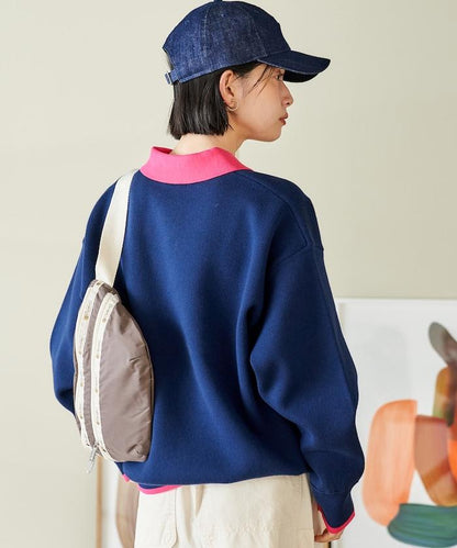 可機洗 衛衣風 配色 Polo針織衫