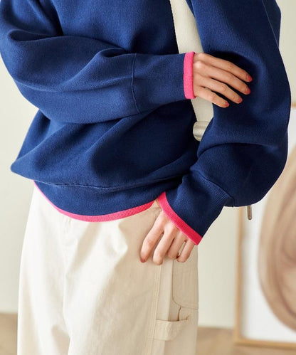 可機洗 衛衣風 配色 Polo針織衫