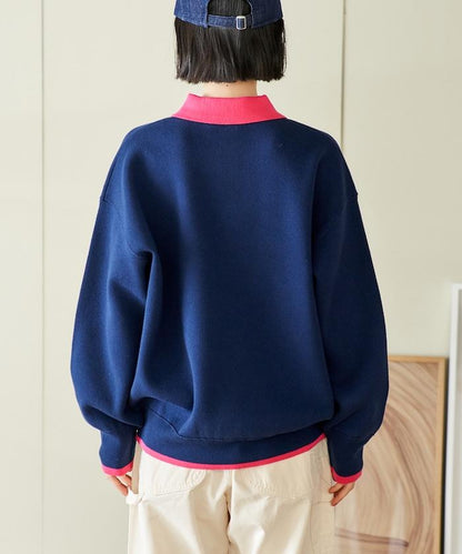 可機洗 衛衣風 配色 Polo針織衫