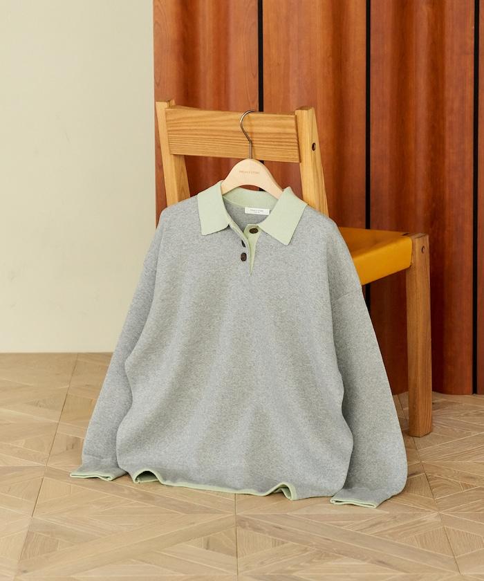 可機洗 衛衣風 配色 Polo針織衫