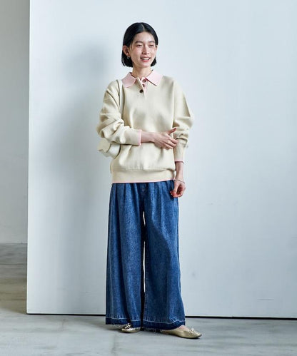 可機洗 衛衣風 配色 Polo針織衫