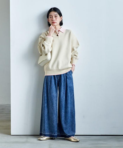 可機洗 衛衣風 配色 Polo針織衫