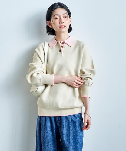 可機洗 衛衣風 配色 Polo針織衫