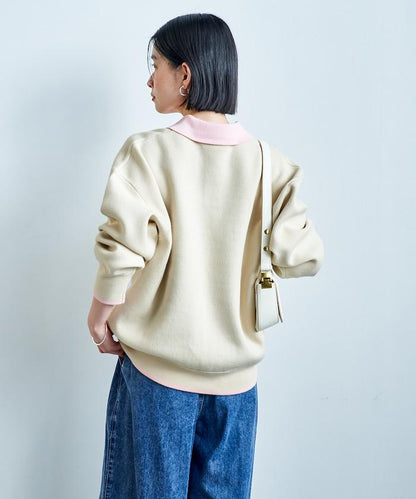 可機洗 衛衣風 配色 Polo針織衫