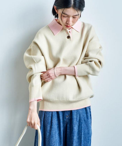可機洗 衛衣風 配色 Polo針織衫