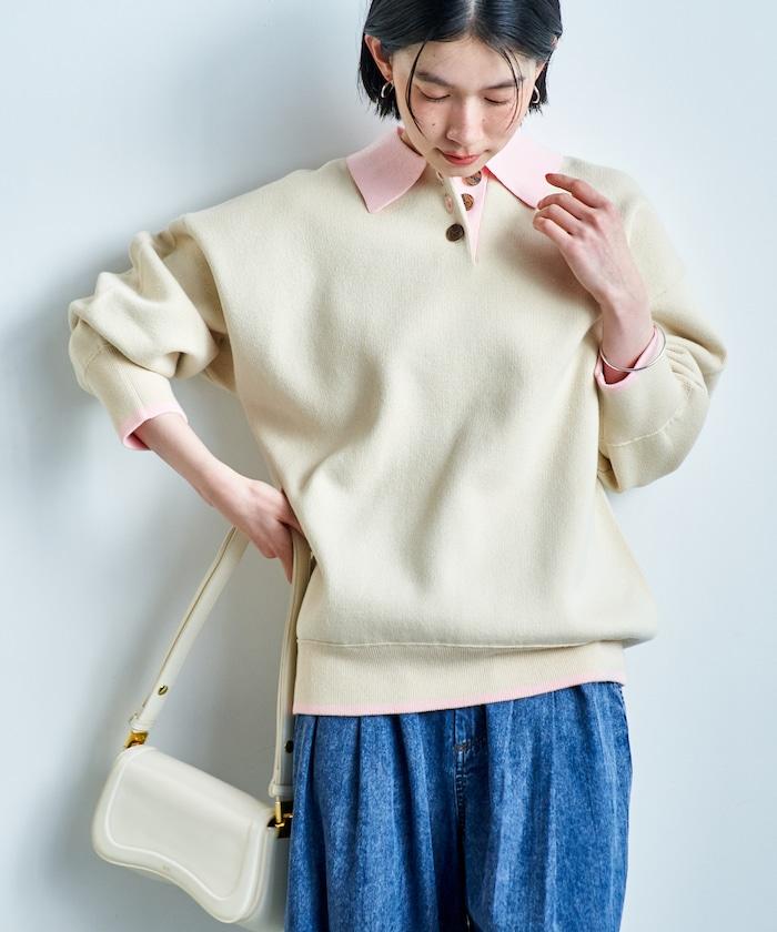 可機洗 衛衣風 配色 Polo針織衫