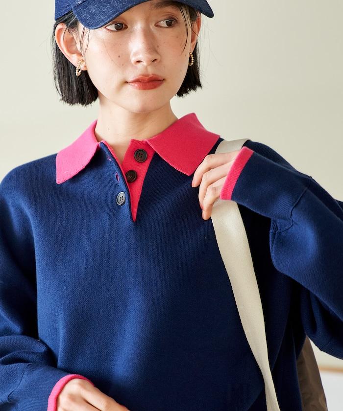 可機洗 衛衣風 配色 Polo針織衫