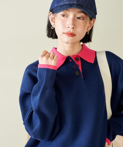 可機洗 衛衣風 配色 Polo針織衫
