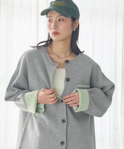 可機洗衛衣感拼色針織開衫