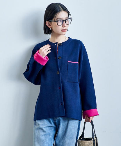 可機洗衛衣感拼色針織開衫