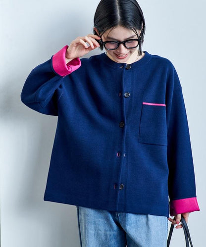 可機洗衛衣感拼色針織開衫