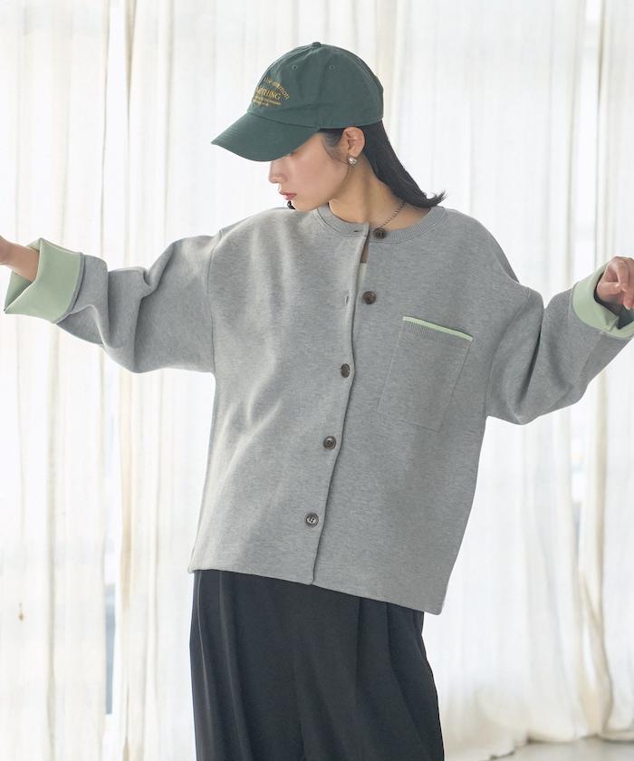 可機洗衛衣感拼色針織開衫