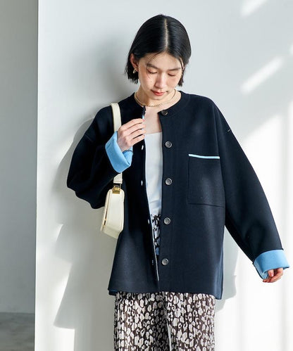 可機洗衛衣感拼色針織開衫