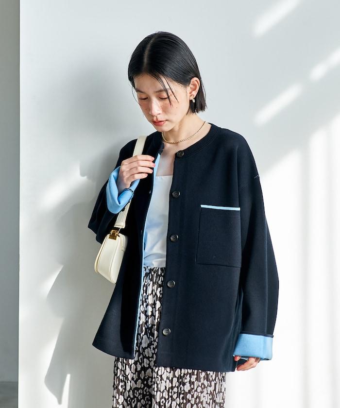 可機洗衛衣感拼色針織開衫