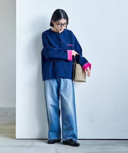 可機洗衛衣感拼色針織開衫