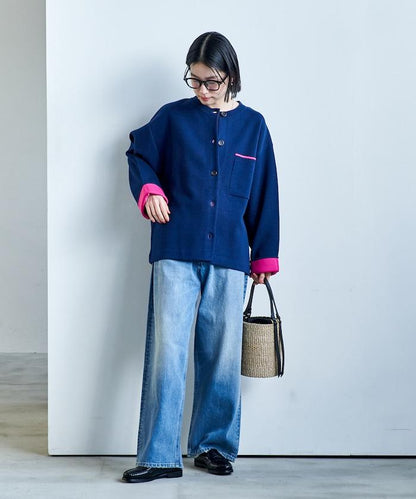 可機洗衛衣感拼色針織開衫