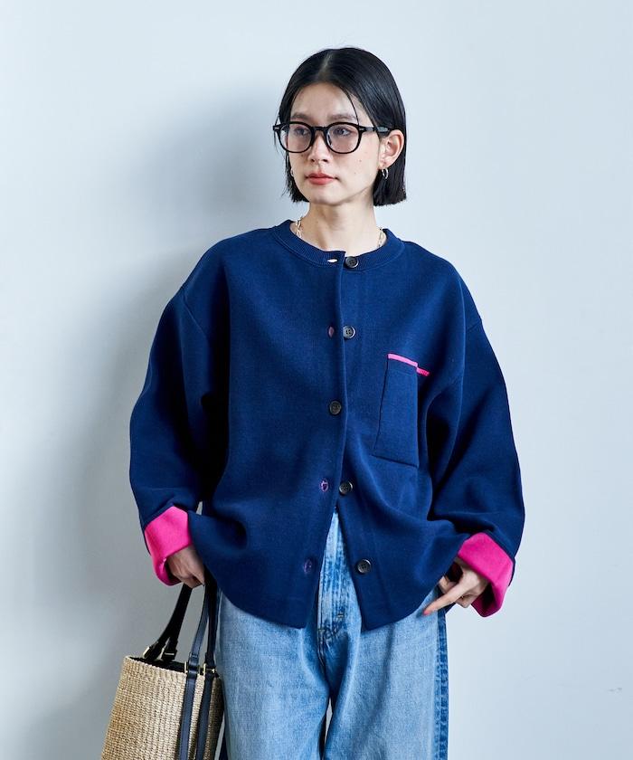 可機洗衛衣感拼色針織開衫