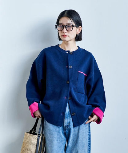 可機洗衛衣感拼色針織開衫