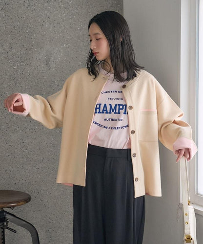 可機洗衛衣感拼色針織開衫