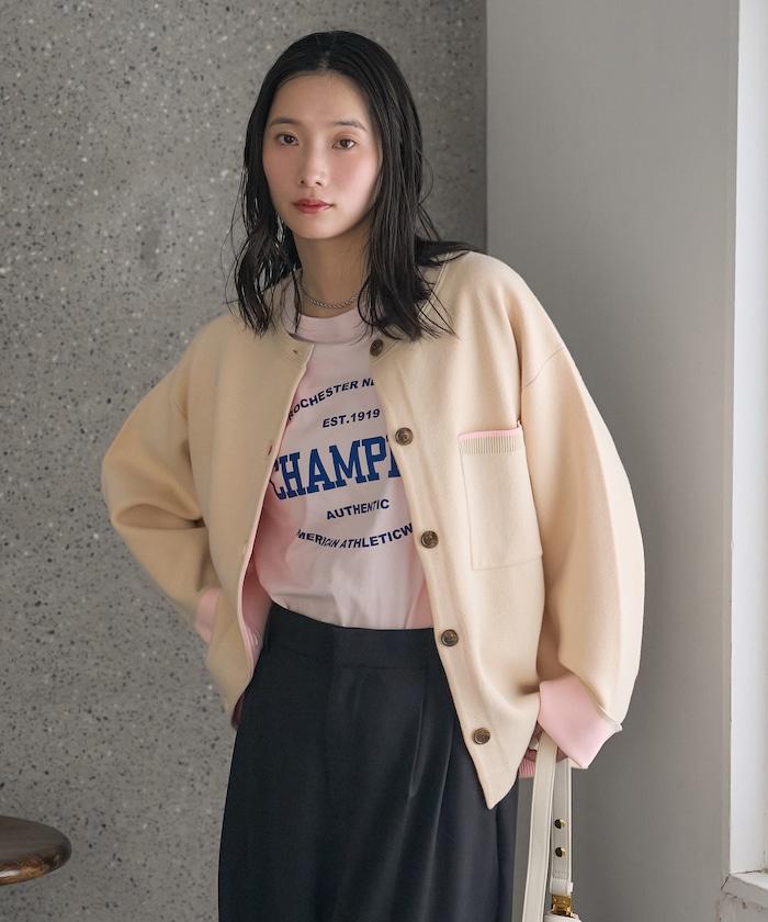 可機洗衛衣感拼色針織開衫