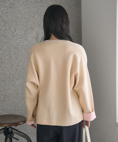 可機洗衛衣感拼色針織開衫