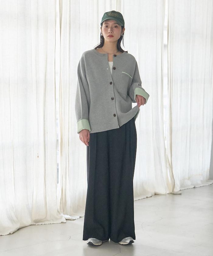 可機洗衛衣感拼色針織開衫