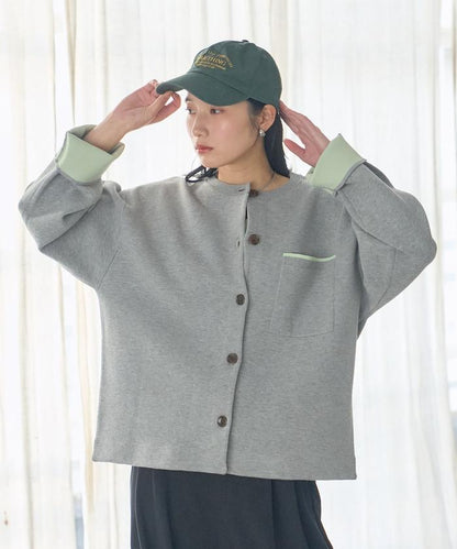 可機洗衛衣感拼色針織開衫