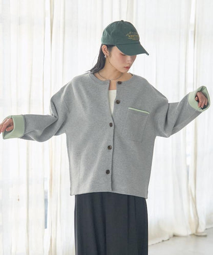 可機洗衛衣感拼色針織開衫