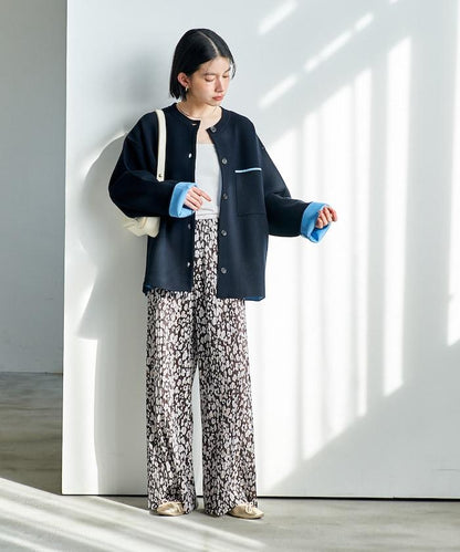 褶皺豹紋印花 褲子