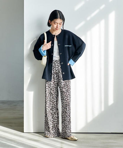 褶皺豹紋印花 褲子