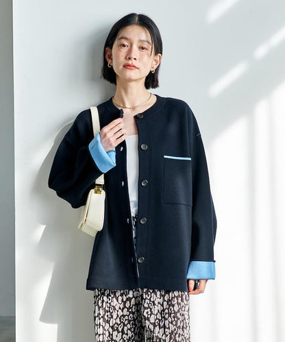 可機洗衛衣感拼色針織開衫