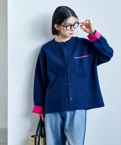 可機洗衛衣感拼色針織開衫