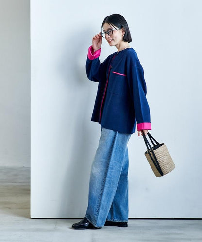 可機洗衛衣感拼色針織開衫