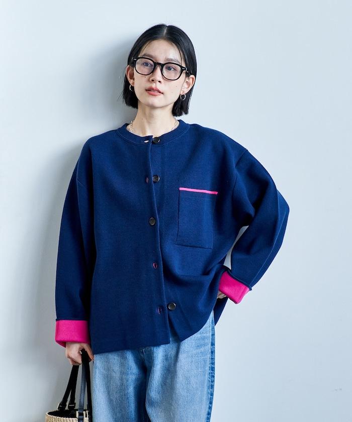 可機洗衛衣感拼色針織開衫