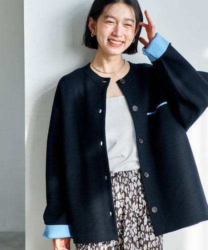 可機洗衛衣感拼色針織開衫