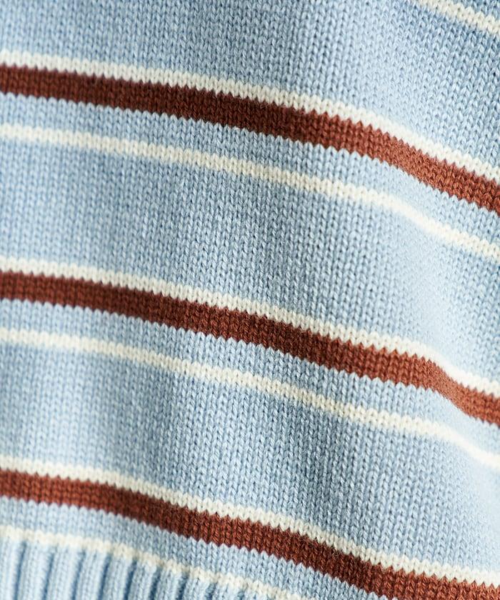 Polo領 條紋 短款 針織上衣