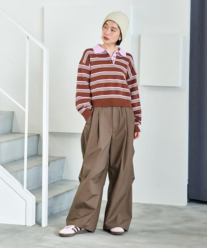 FIT MAGIC 防滑腰頭褶飾闊腿褲