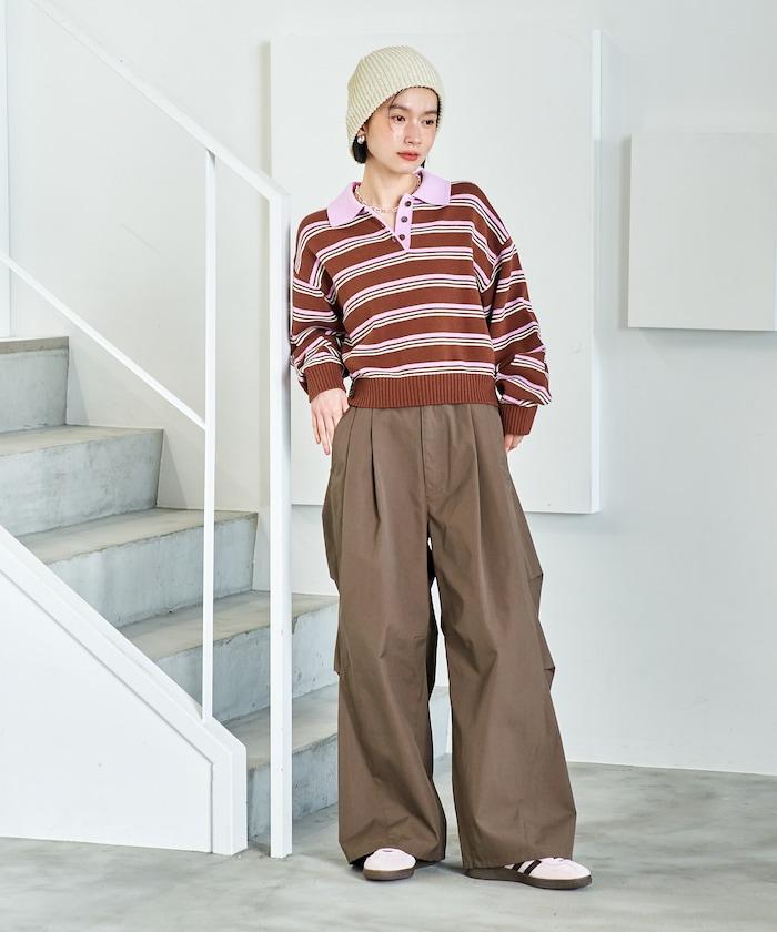 FIT MAGIC 防滑腰頭褶飾闊腿褲