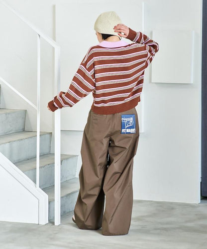 FIT MAGIC 防滑腰頭褶飾闊腿褲